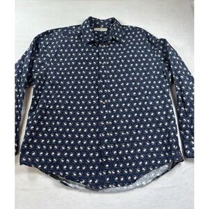 Munsingwear Fishing Fly Shirt Mens XL Blue Long Sleeve Button Down Outdoor Sport